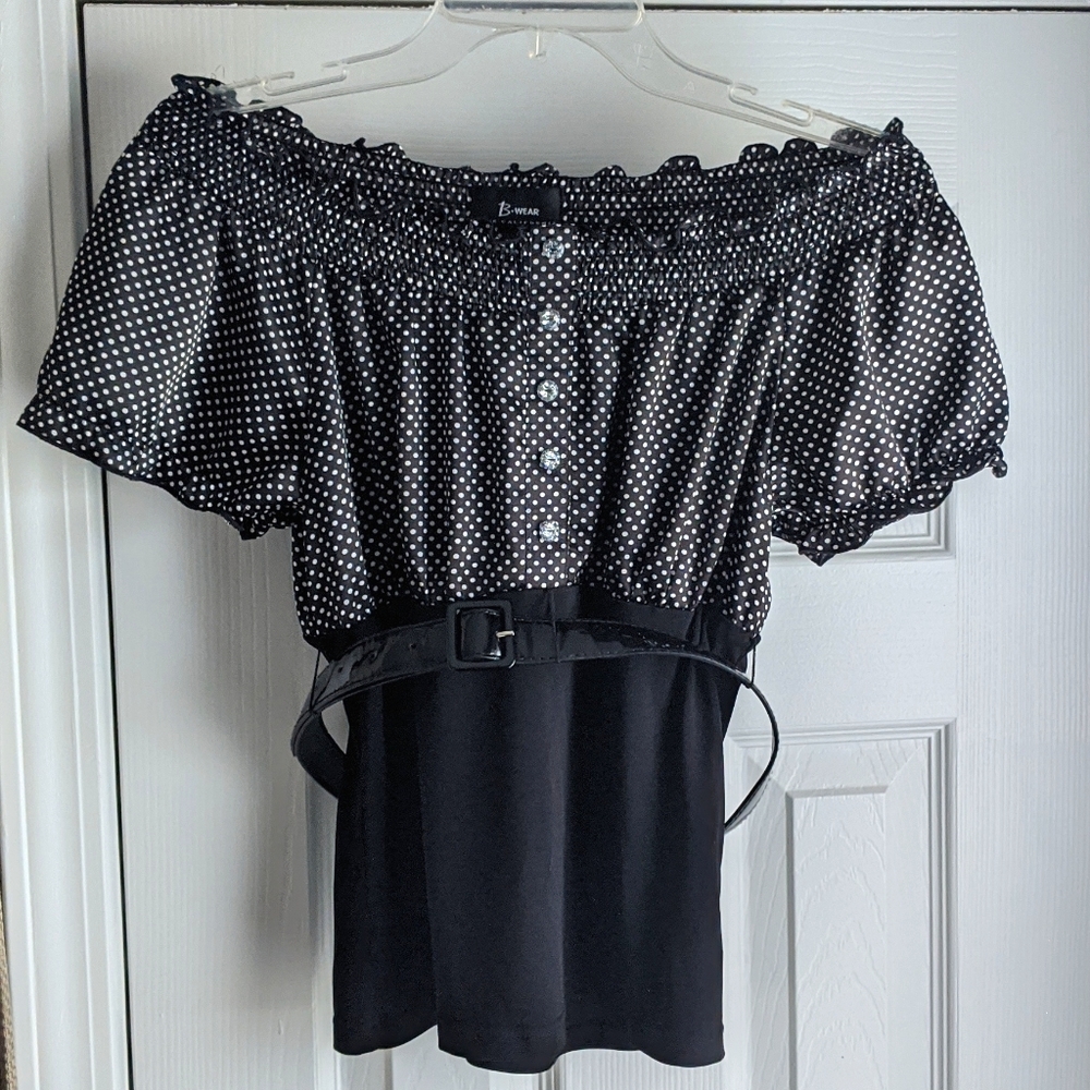 Vintage y2k milkmaid polka dot top